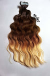 High Contrast Golden Ombre Seamless Tape Ins - Wavy Hair