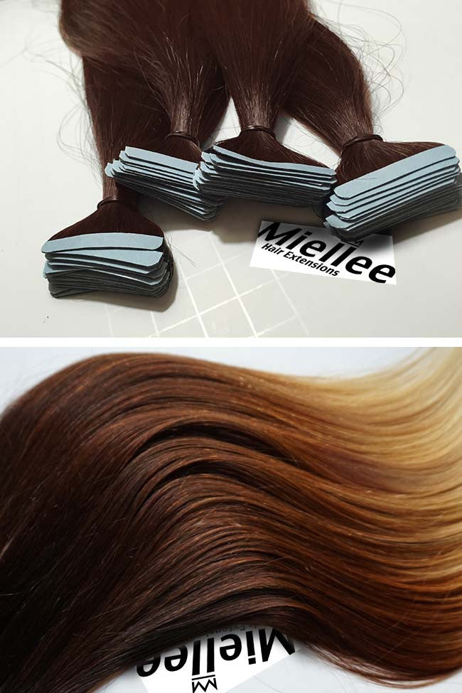 High Contrast Golden Ombre Seamless Tape Ins - Straight Hair