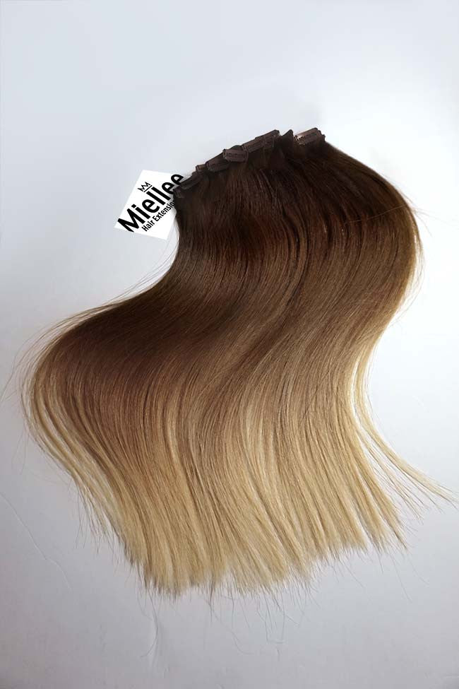 Light Golden Brown Balayage 8 Piece Clip Ins - Straight Hair