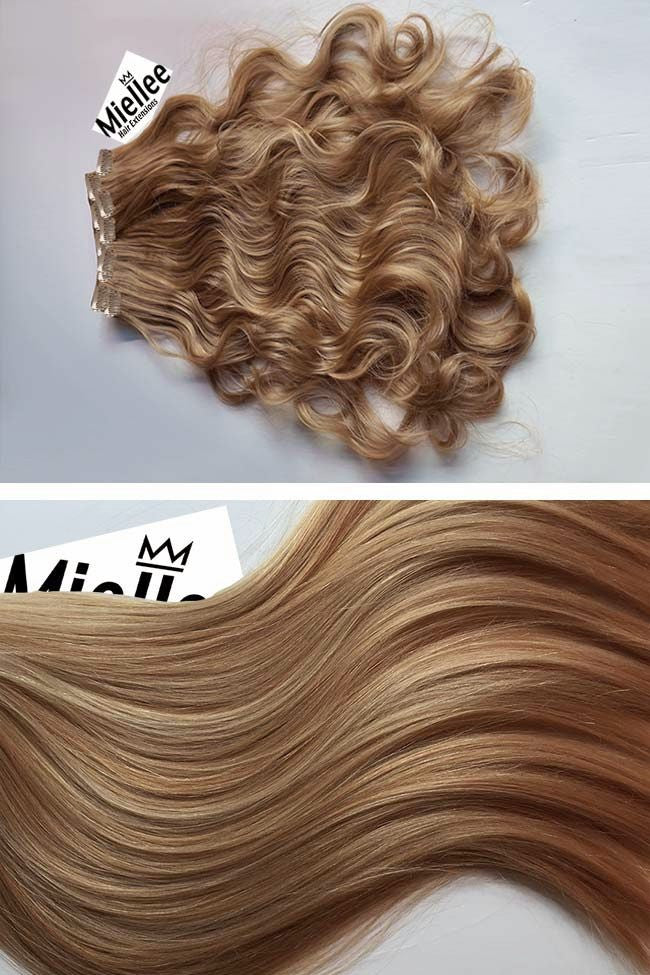 Caramel Blonde 8 Piece Clip Ins - Wavy Hair