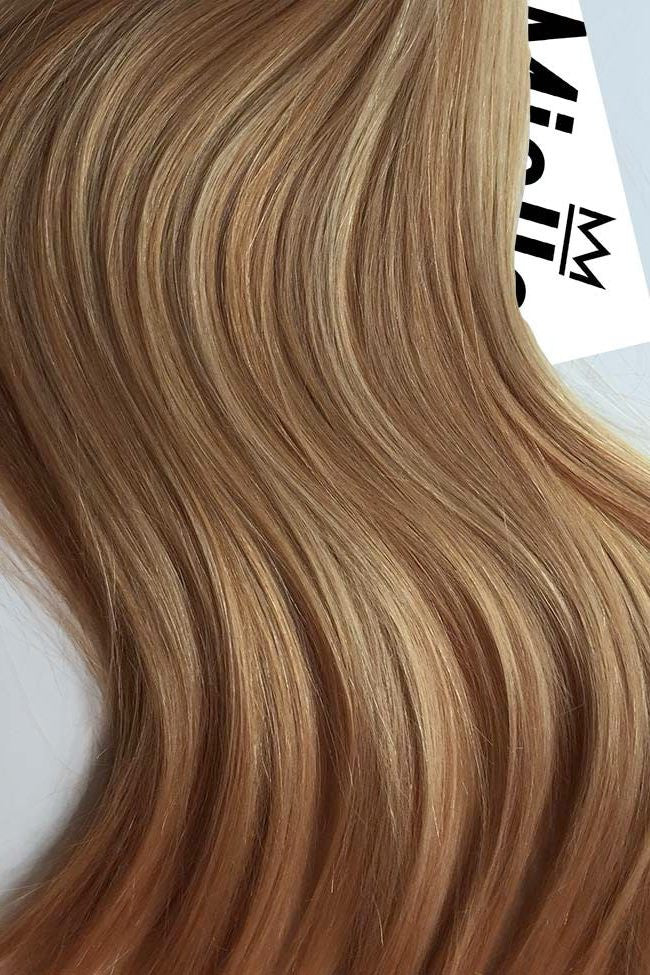 Caramel Blonde Machine Tied Weft Extensions - Straight Human Hair