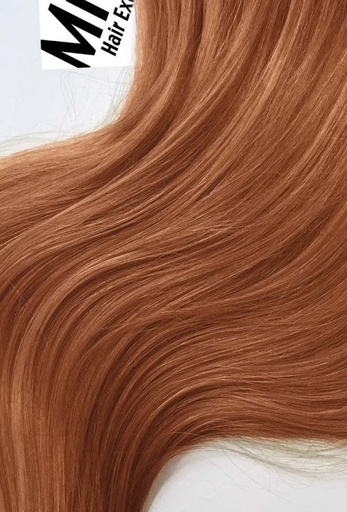 Peachy Red Machine Tied Wefts - Wavy Hair