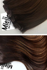 Dark Golden Brown Balayage 8 Piece Clip Ins - Wavy Hair