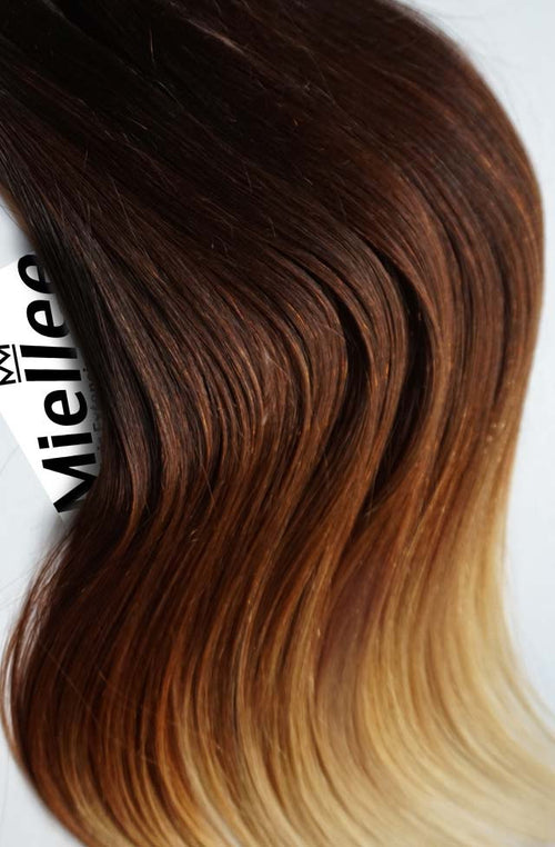 High Contrast Golden Ombre 8 Piece Clip Ins - Wavy Hair