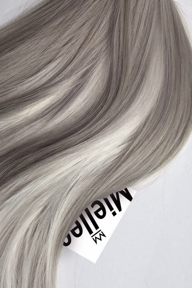 Medium Ashy Blonde Balayage Machine Tied Wefts - Wavy Hair