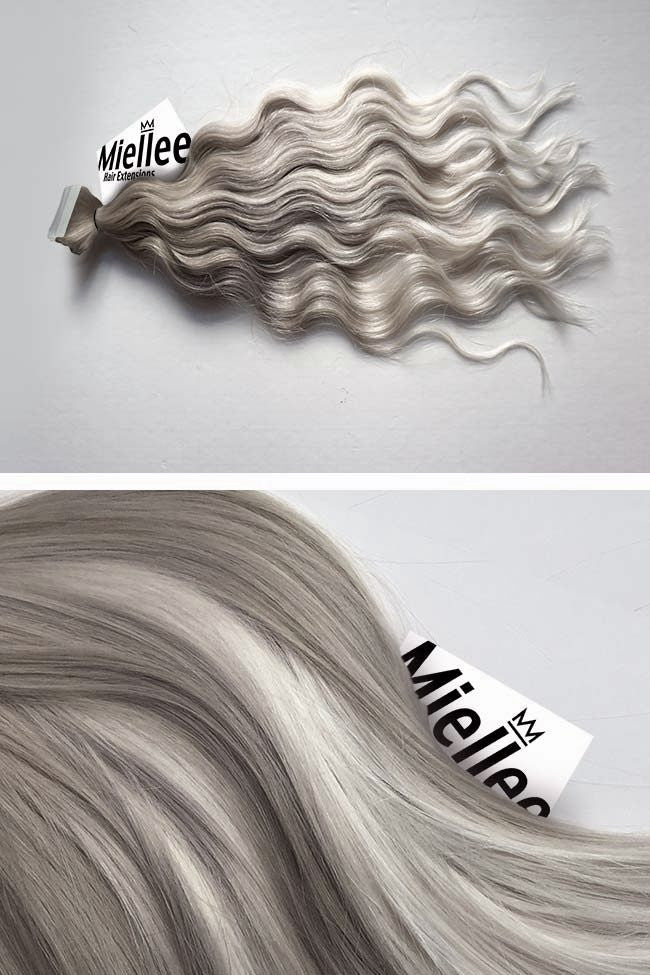 Medium Ashy Blonde Balayage Seamless Tape Ins - Wavy Hair
