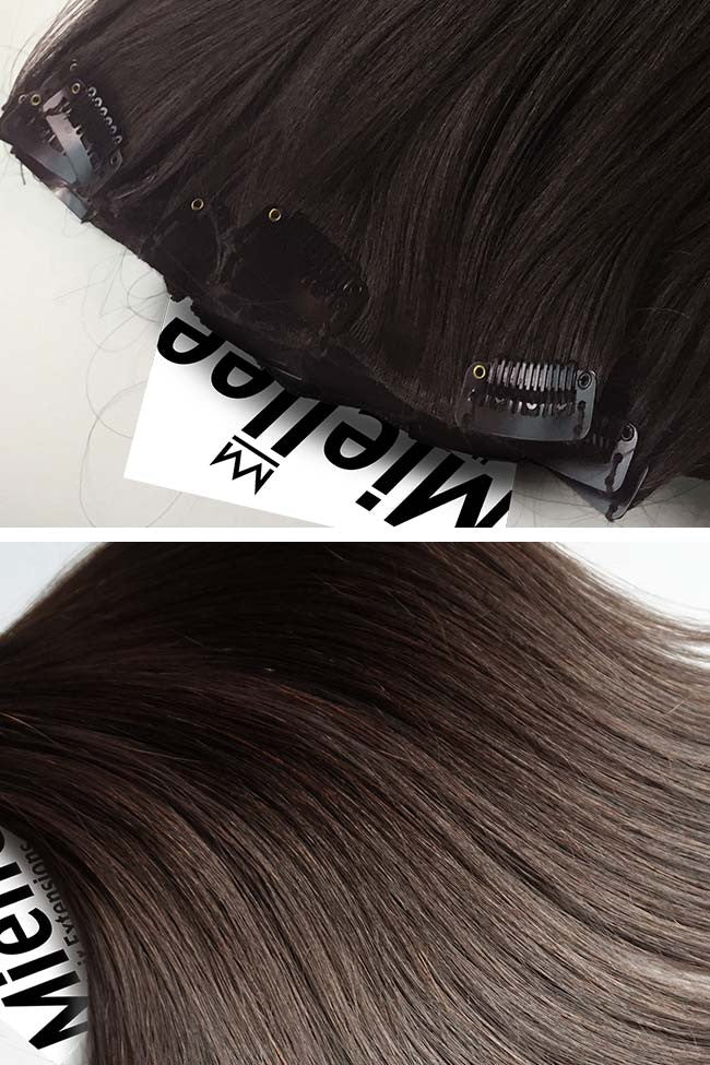Medium Ashy Brown Balayage 8 Piece Clip Ins - Straight Hair