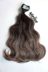 Medium Ashy Brown Balayage Seamless Tape Ins - Wavy Hair