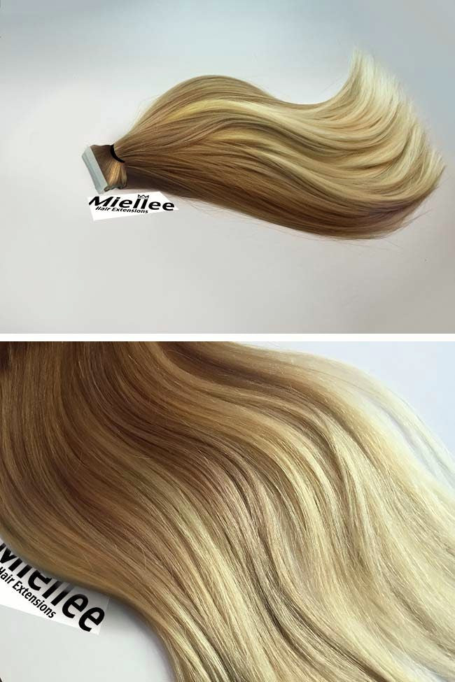 Medium Golden Blonde Balayage Seamless Tape Ins - Straight Hair