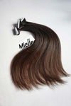 Dark Golden Brown Balayage Seamless Tape Ins - Straight Hair