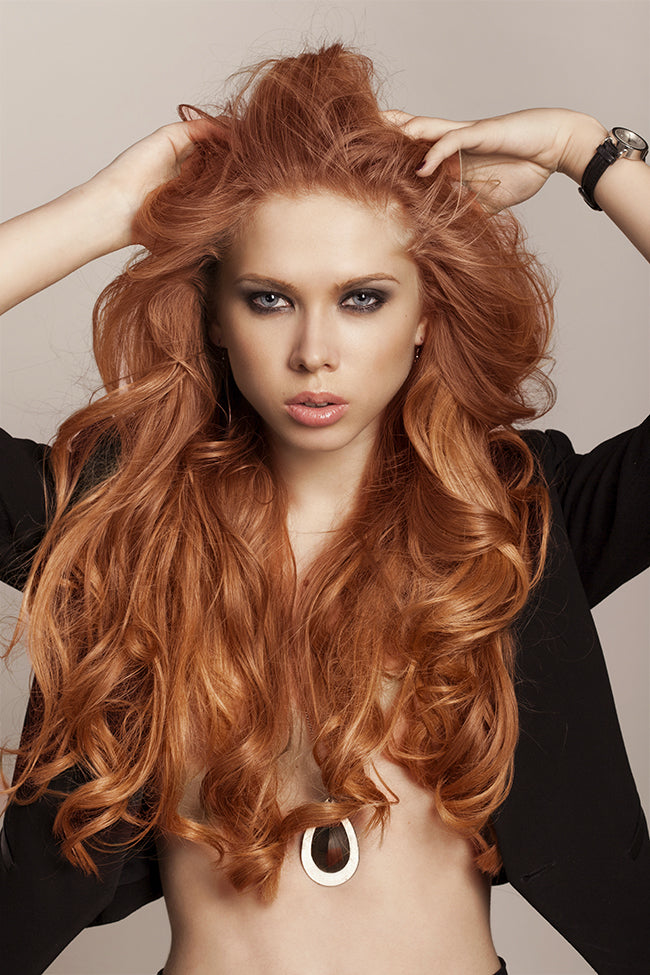 Peachy Red Machine Tied Wefts - Wavy Hair