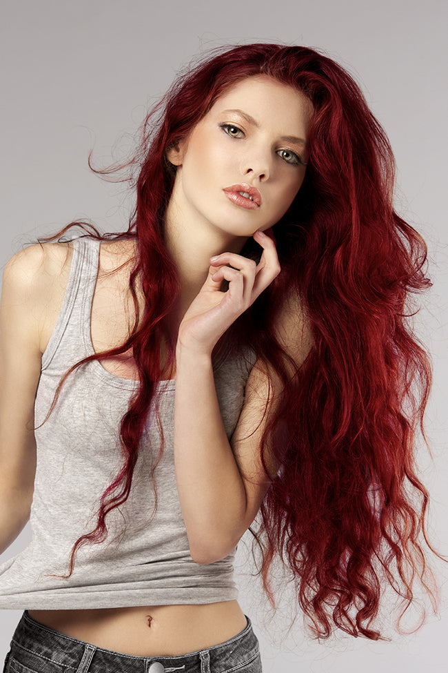 Ruby Red Seamless Tape Ins - Wavy Hair