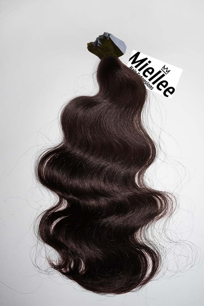 Mocha Brown Seamless Tape Ins - Wavy Hair