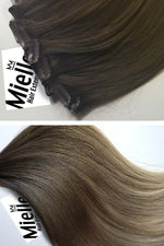 Light Ashy Brown Balayage 8 Piece Clip Ins - Wavy Hair