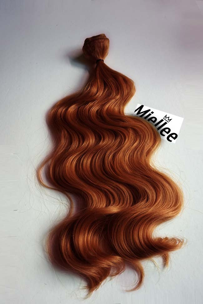 Copper Red Machine Tied Wefts - Wavy Hair