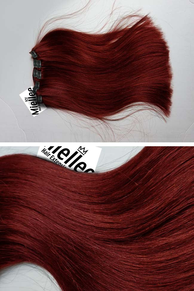 Ruby Red Extension Ruby Red 8 Piece Clip In Extensions - Straight Human Hair – Miellee ...