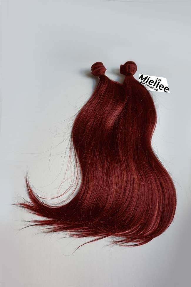 Ruby Red Machine Tied Wefts - Straight Hair