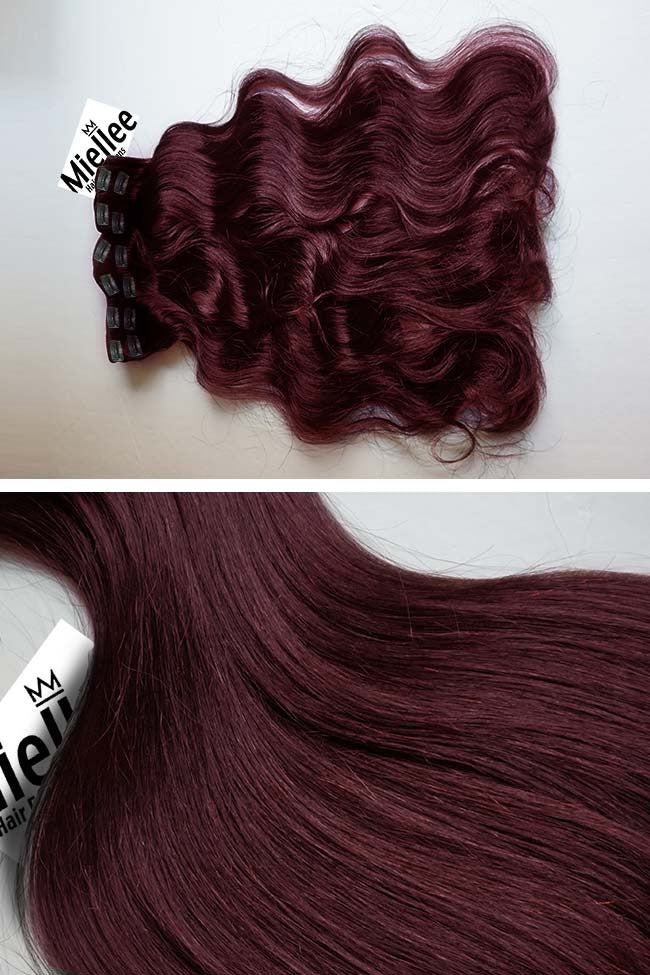 Sherry Red 8 Piece Clip Ins - Wavy Hair