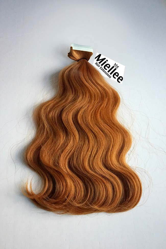 Toffee Red Seamless Tape Ins - Wavy Hair
