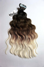 High Contrast Neutral Ombre Seamless Tape Ins - Wavy Hair