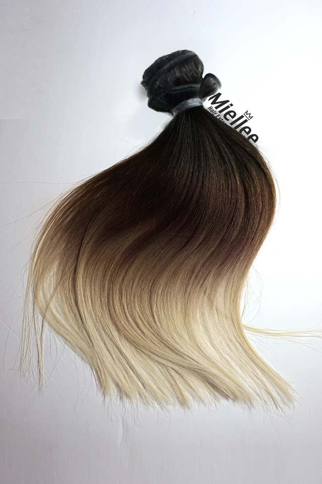 High Contrast Neutral Ombre Machine Tied Wefts - Straight Hair